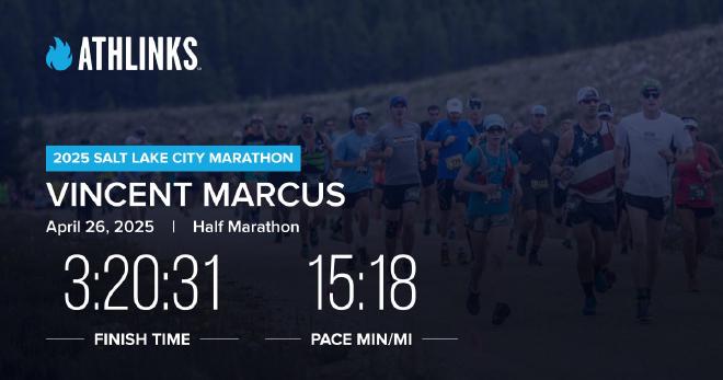 My official time from the half marathon. 3:20:31